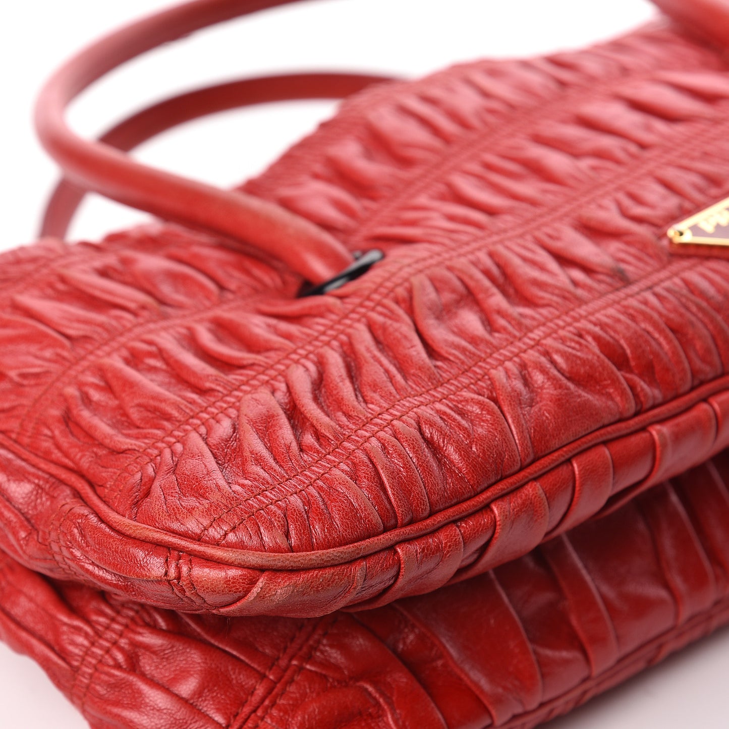 Capretto Gaufre Flap Bag Rosso