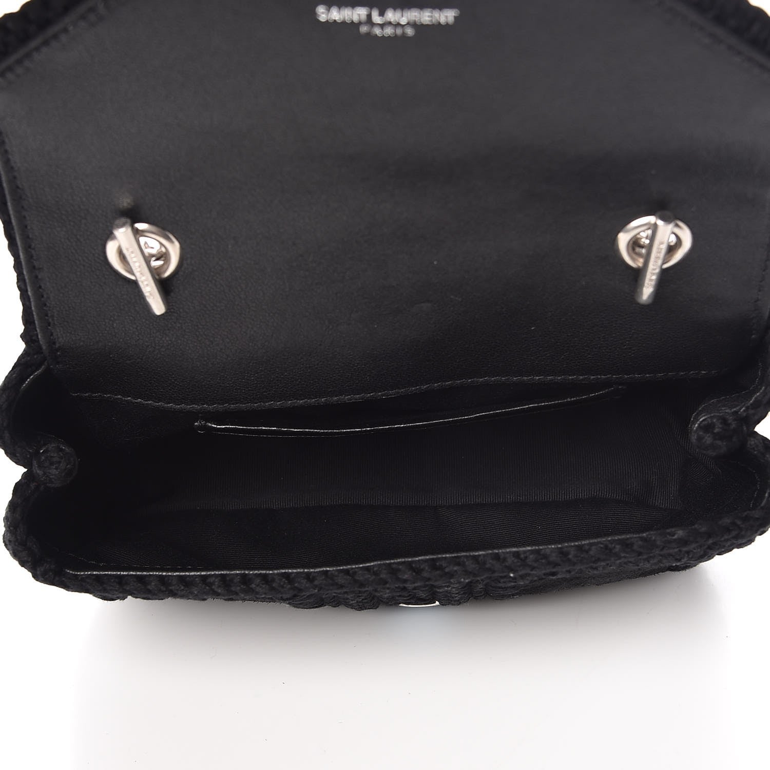 Saint Laurent Suede Calfskin Macrame Baby Chain Bag Black 5 of 9