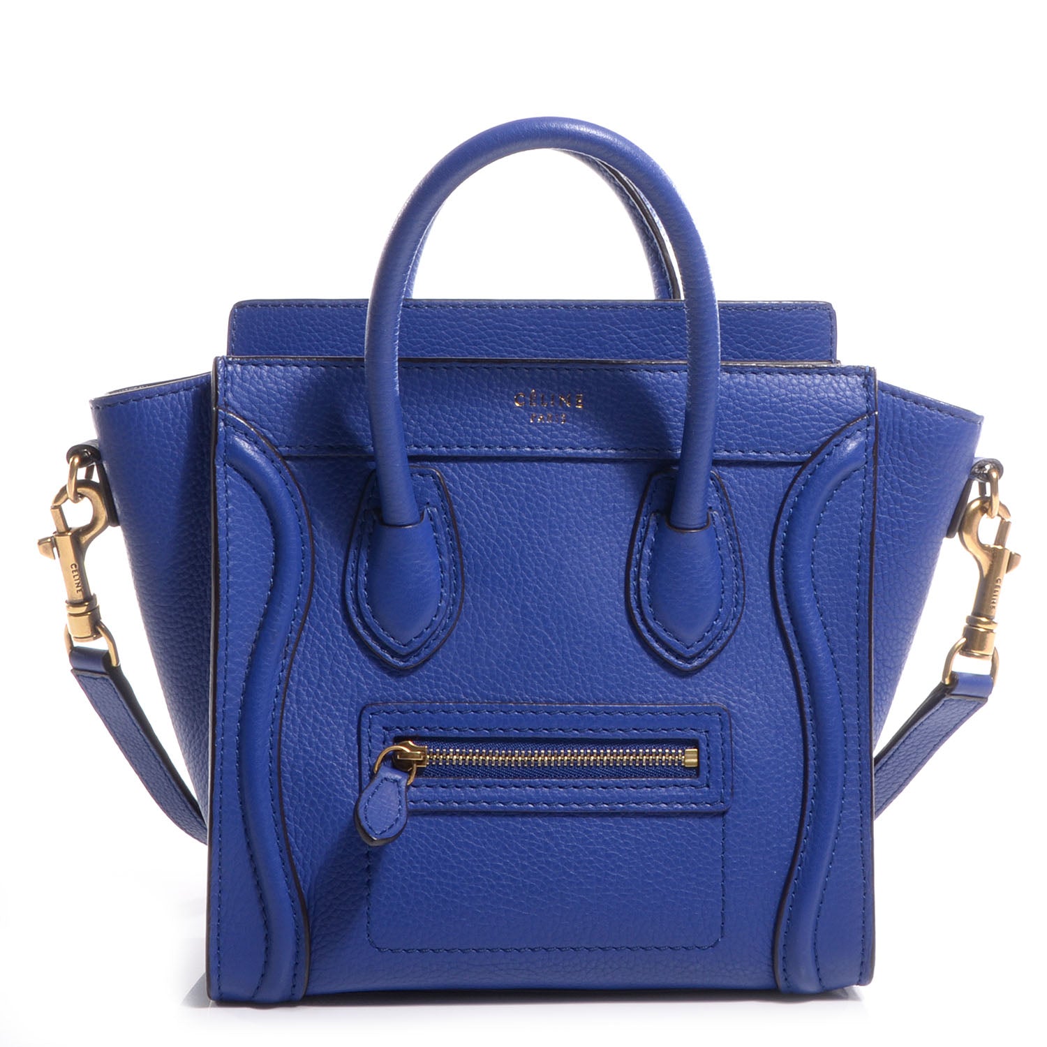 Celine Drummed Leather Nano Luggage Indigo 1 of 8