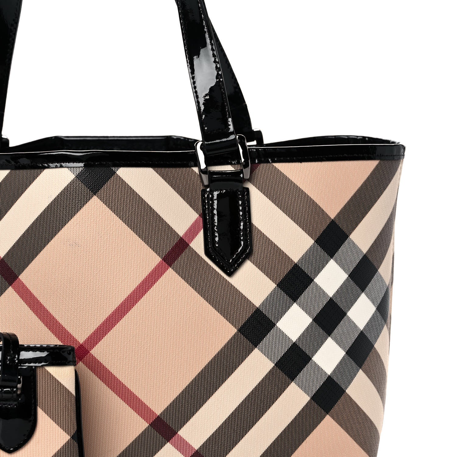 Burberry Metallic Calfskin Nova Check Small Nickie Tote Black 7 of 11