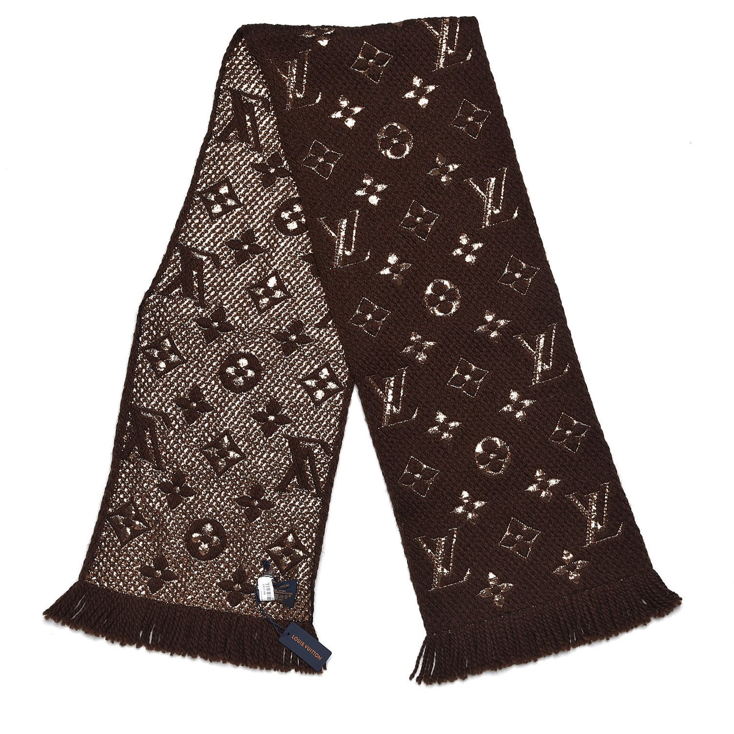 Wool Silk Logomania Shine Scarf Marron
