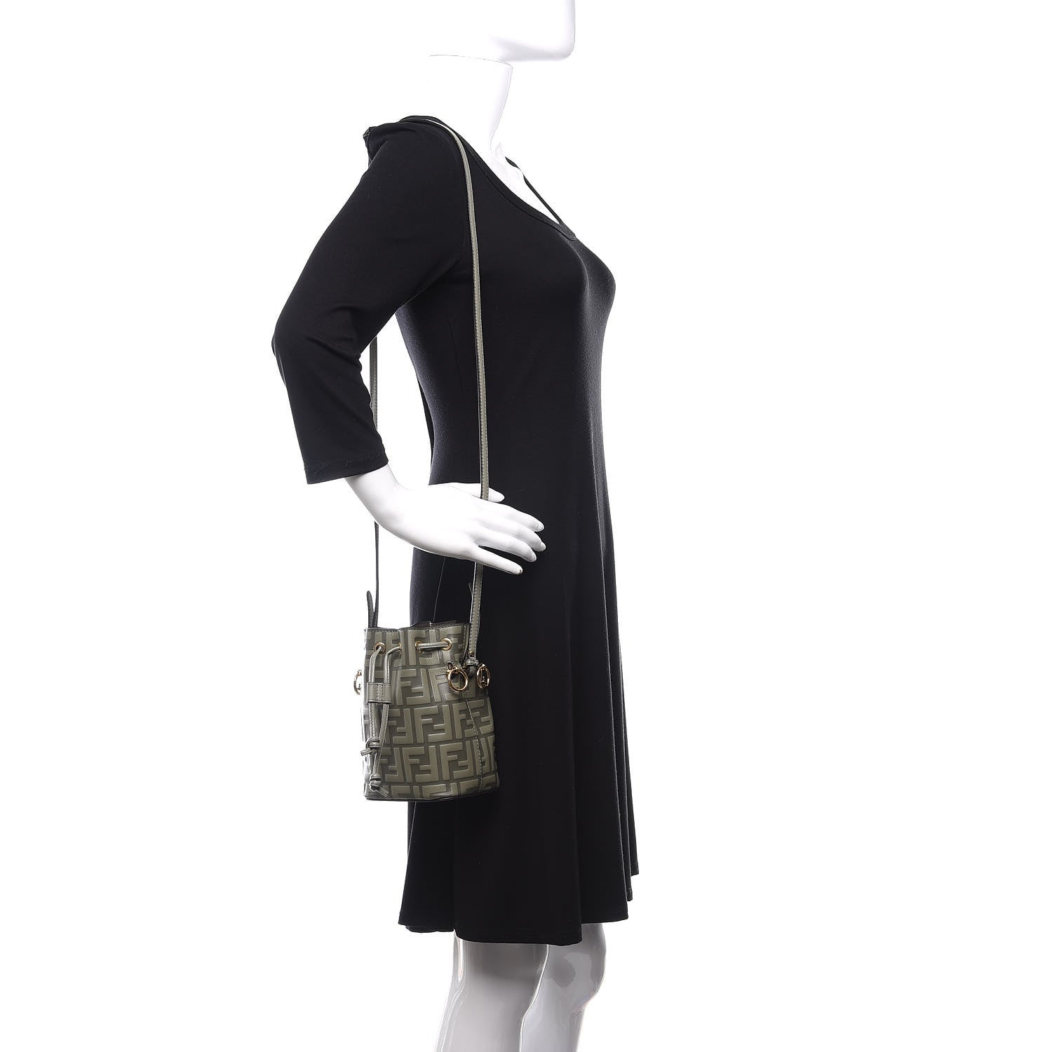 Fendi Calfskin F is Fendi FF 1974 Embossed Mini Mon Tresor Bucket Bag Moon 2 of 11