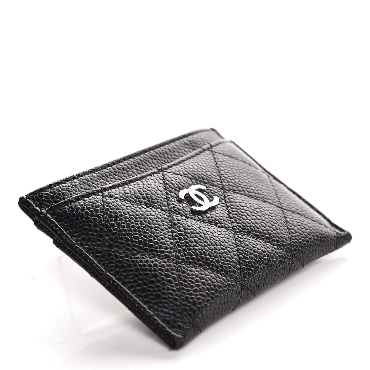 Caviar Quilted Card Holder Black