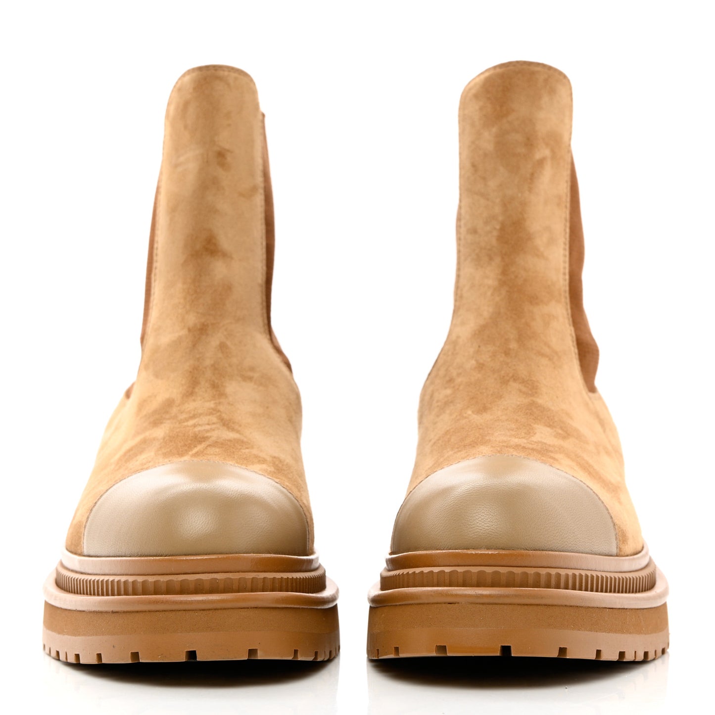 Suede Lambskin Cap Toe Ankle Boots 38 Light Brown