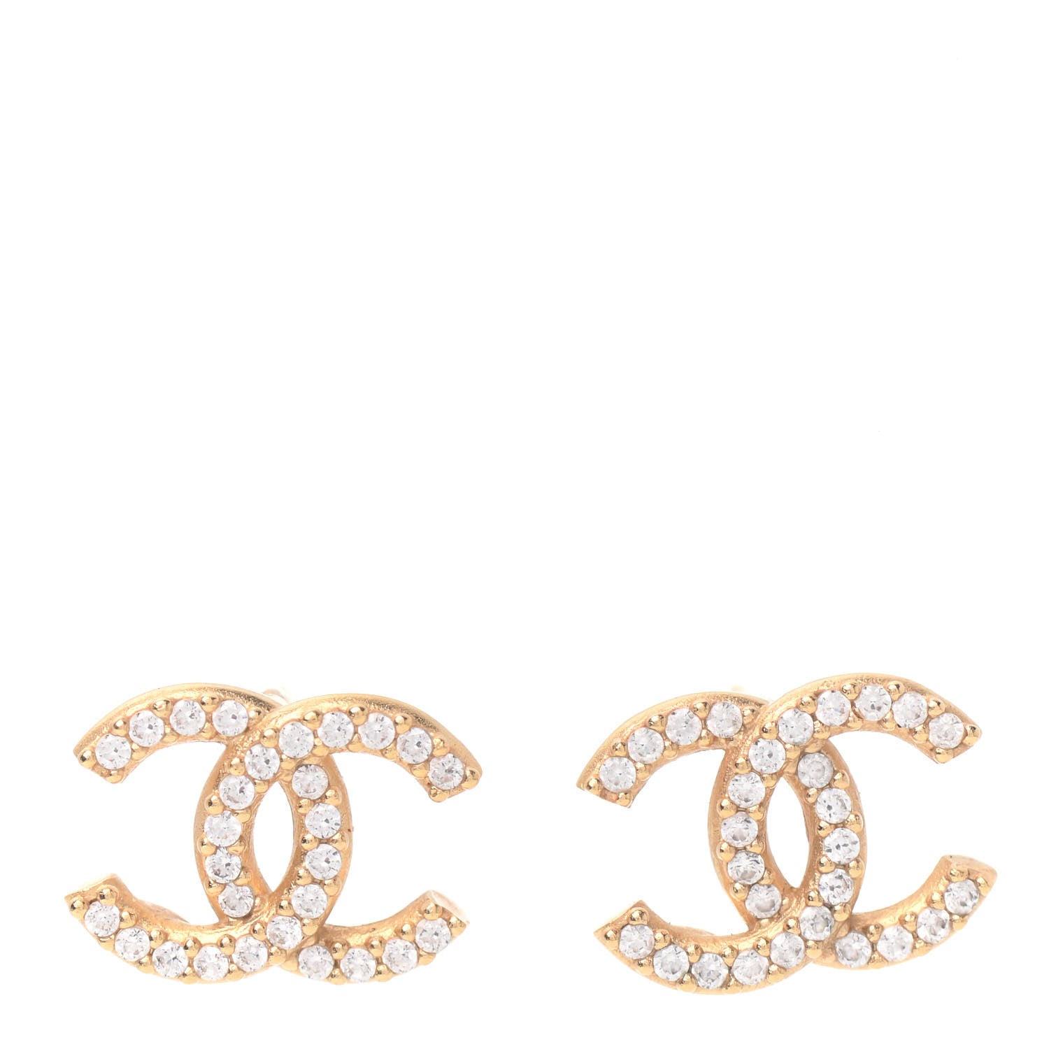 Chanel Crystal CC Earrings Gold 1 of 4