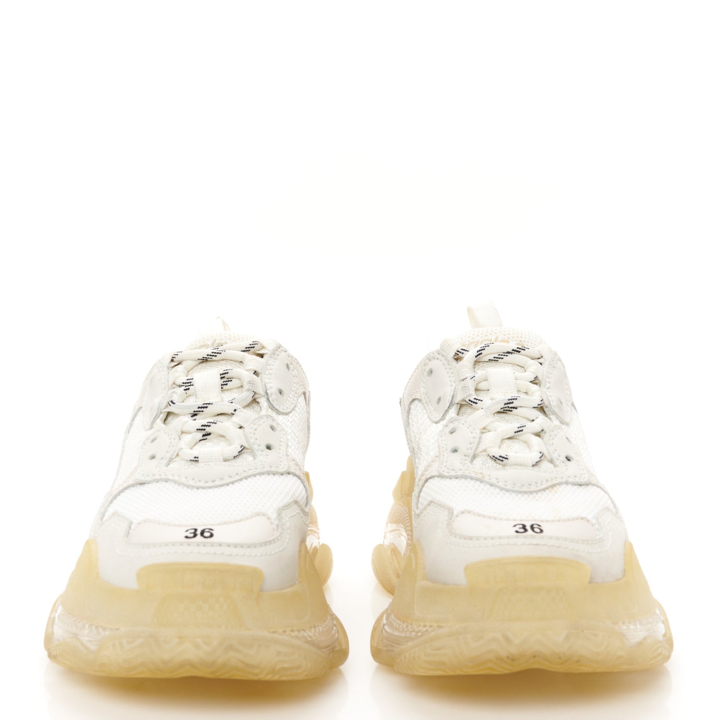 Fabric Mesh Clear Sole Womens Triple S Sneakers 36 White