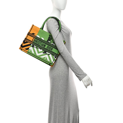Christian Dior Canvas Embroidered Medium Jungle Pop Book Tote Green Multicolor 2 of 10