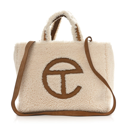 Telfar X UGG Suede Shearling Medium Shopping Bag Natural 1 of 10