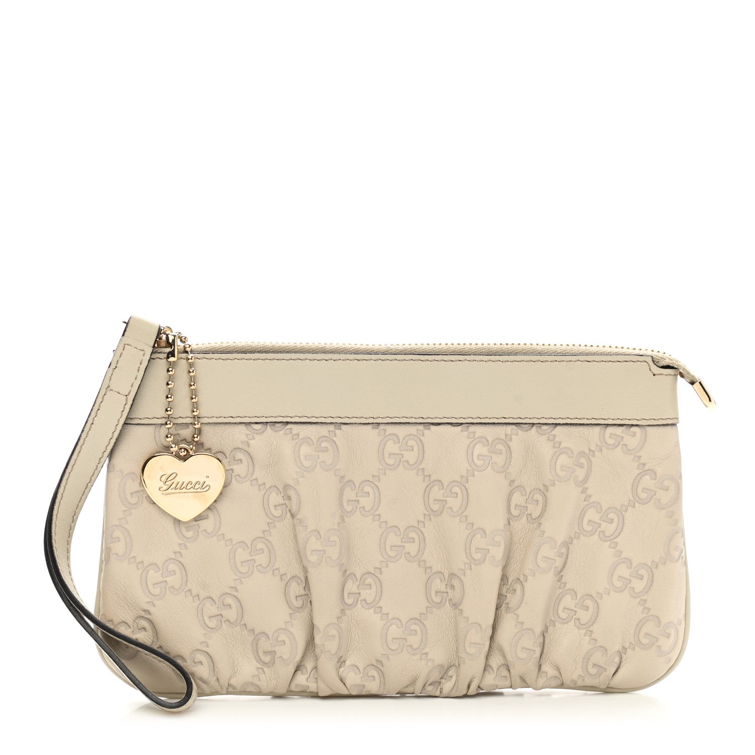 Gucci Guccissima Heart Wristlet Off White 1 of 7