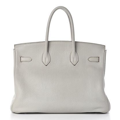 Hermes Taurillon Clemence Lizard Club Birkin 35 Gris Perle White Mykonos 4 of 39