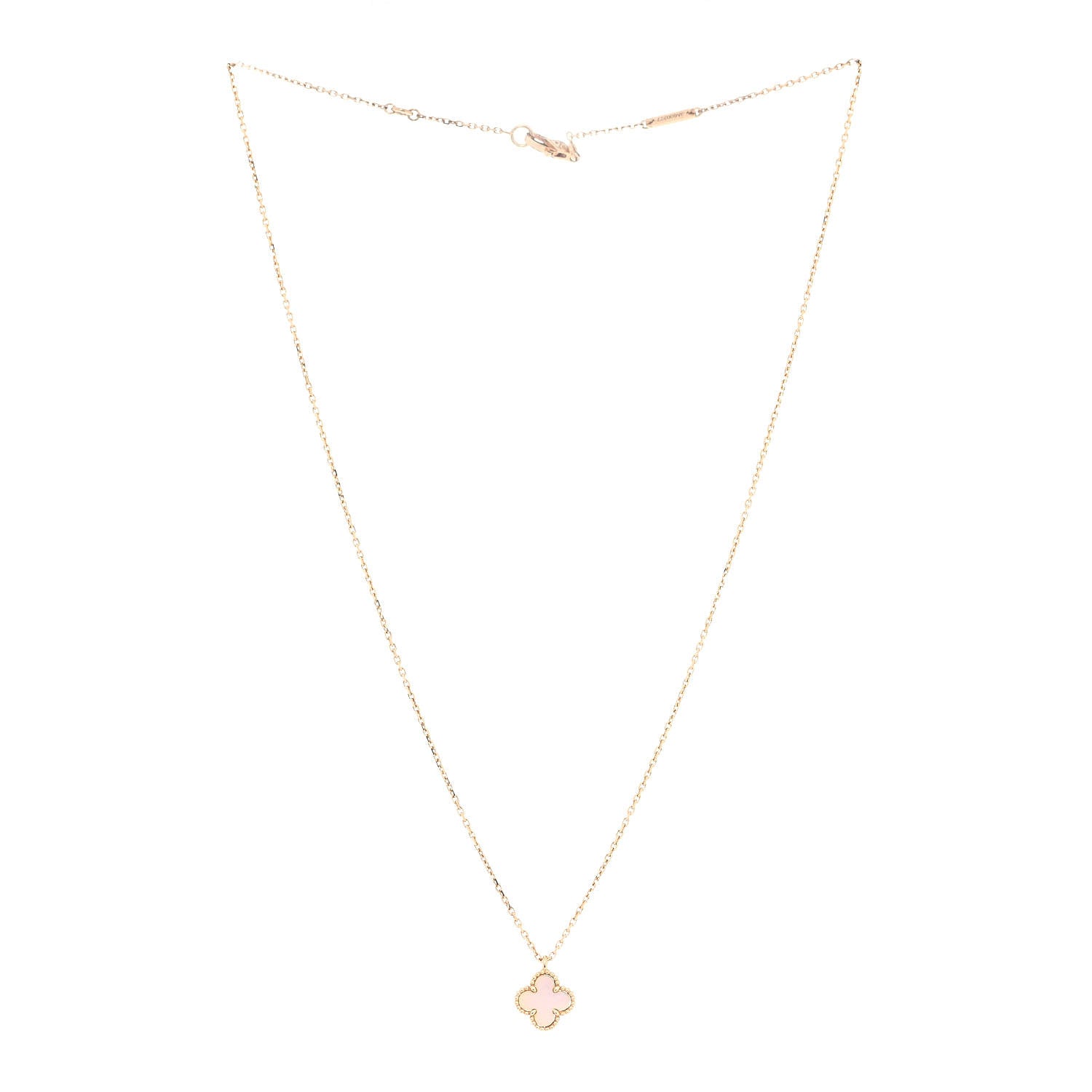 Van Cleef & Arpels 18K Yellow Gold Mother of Pearl Sweet Alhambra Pendant Necklace 2 of 7