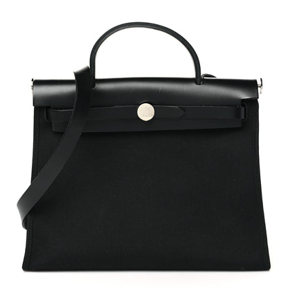 Hermes Military Toile Vache Hunter Herbag Zip PM 31 Black 1 of 11