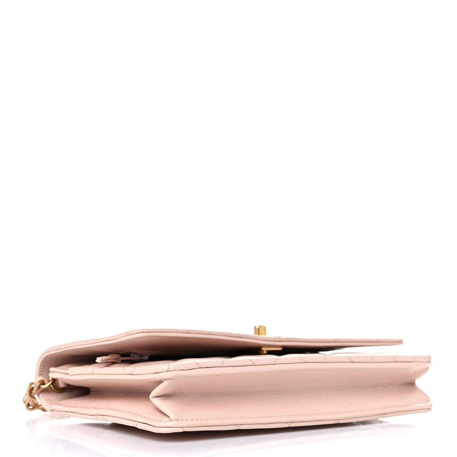 Chanel Lambskin Quilted CC Pearl Crush Wallet on Chain WOC Light Beige 4 of 11