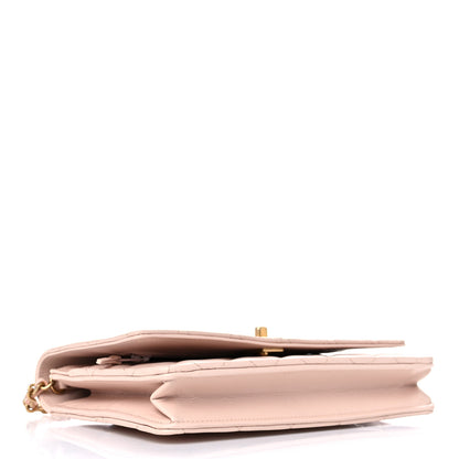 Chanel Lambskin Quilted CC Pearl Crush Wallet on Chain WOC Light Beige 4 of 11