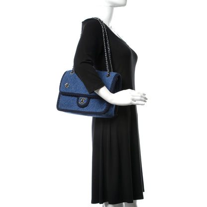Chanel Wool Quilted Medium Edelweiss Single Flap Blue 2 of 11