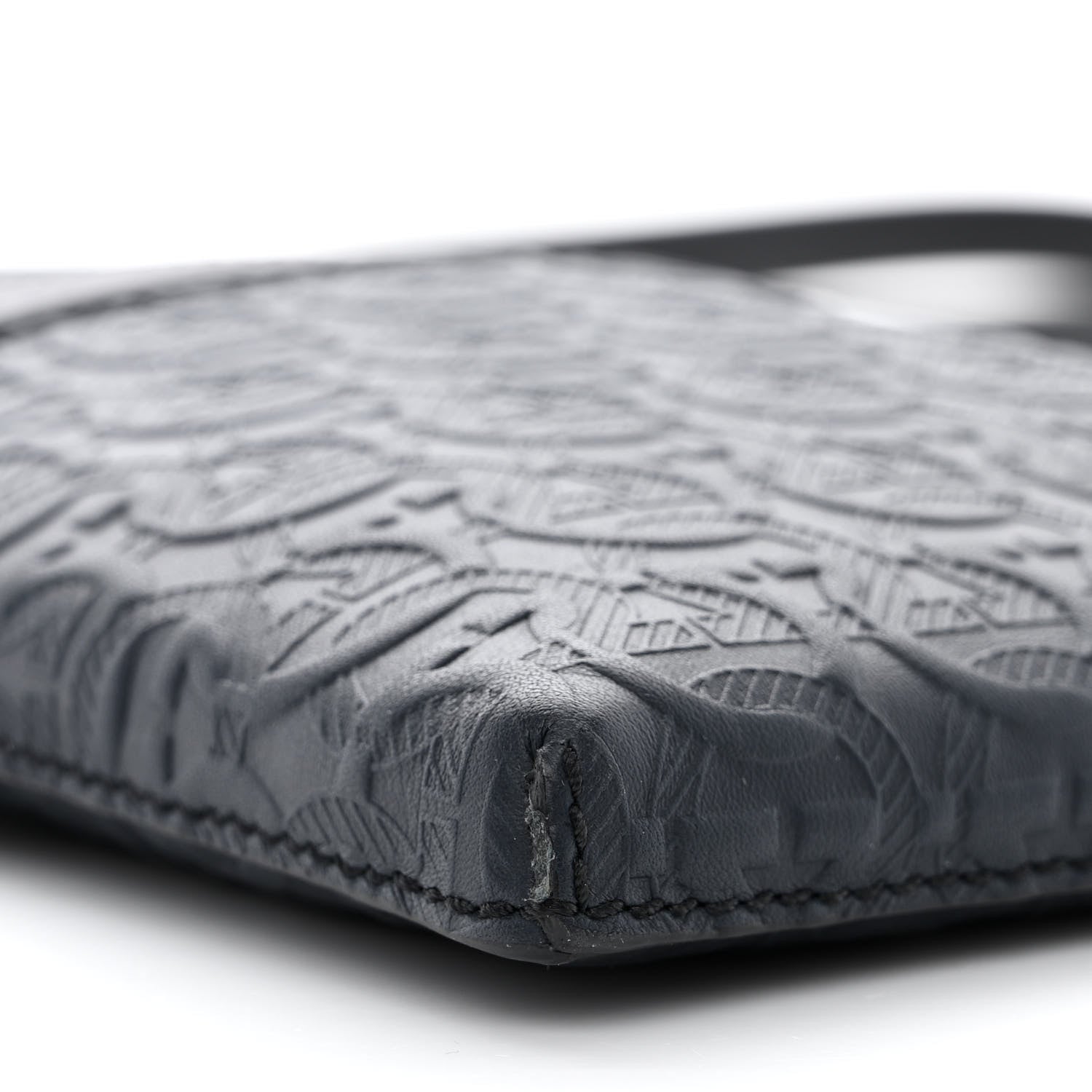 Salvatore Ferragamo Calfskin Gancini Embossed Travel Pouch Black 8 of 9