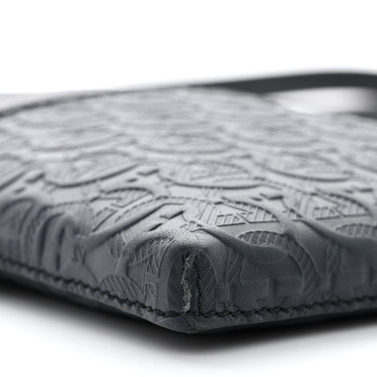 Salvatore Ferragamo Calfskin Gancini Embossed Travel Pouch Black 8 of 9