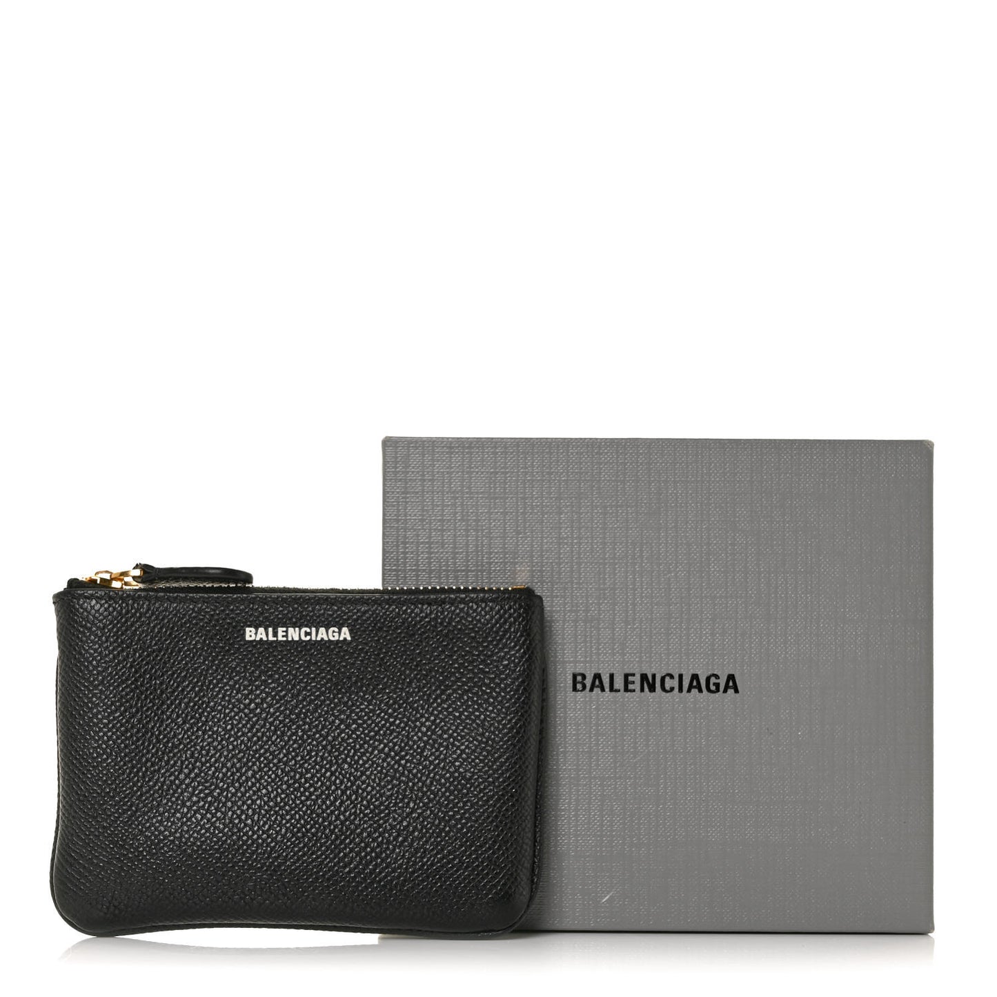 Grained Calfskin Coin Card Holder Black