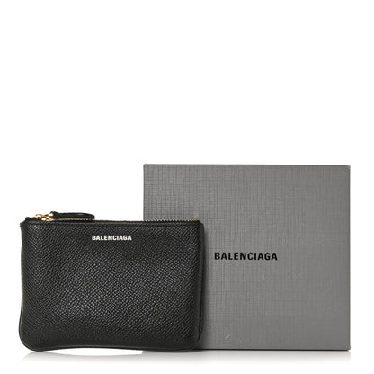 Balenciaga Grained Calfskin Coin Card Holder Black 9 of 9