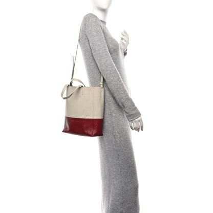 Celine Grained Calfskin Small Vertical Bi-Cabas Cream Red 2 of 13