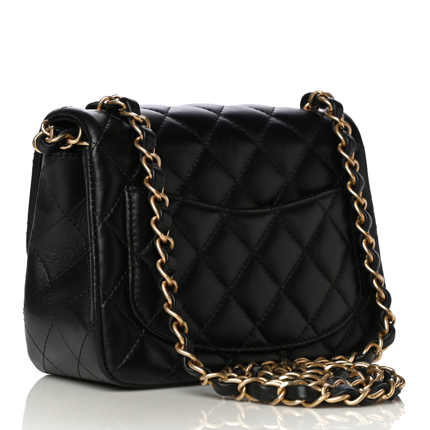 Lambskin Quilted Mini Square Flap Black