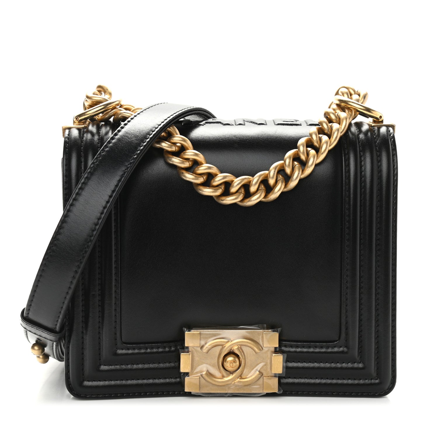 Calfskin Mini Boy Flap Black