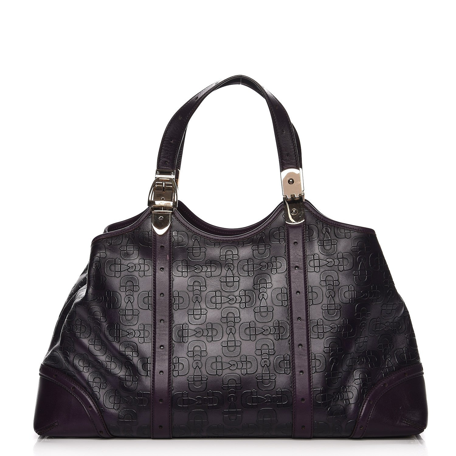 Gucci Calfskin Horsebit Embossed Large Glam Shoulder Bag Purple 1 of 12