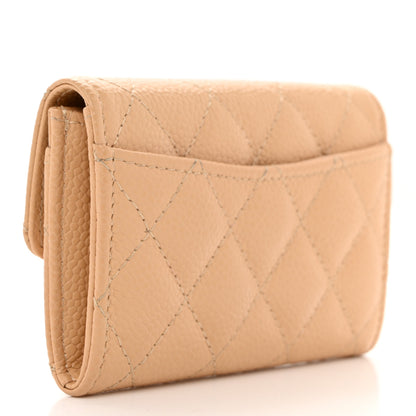 Chanel Caviar Quilted Flap Card Holder Wallet Beige 3 of 9