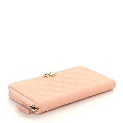 Chanel Caviar Quilted Boy Long Zip Around Wallet Light Pink 4 of 10