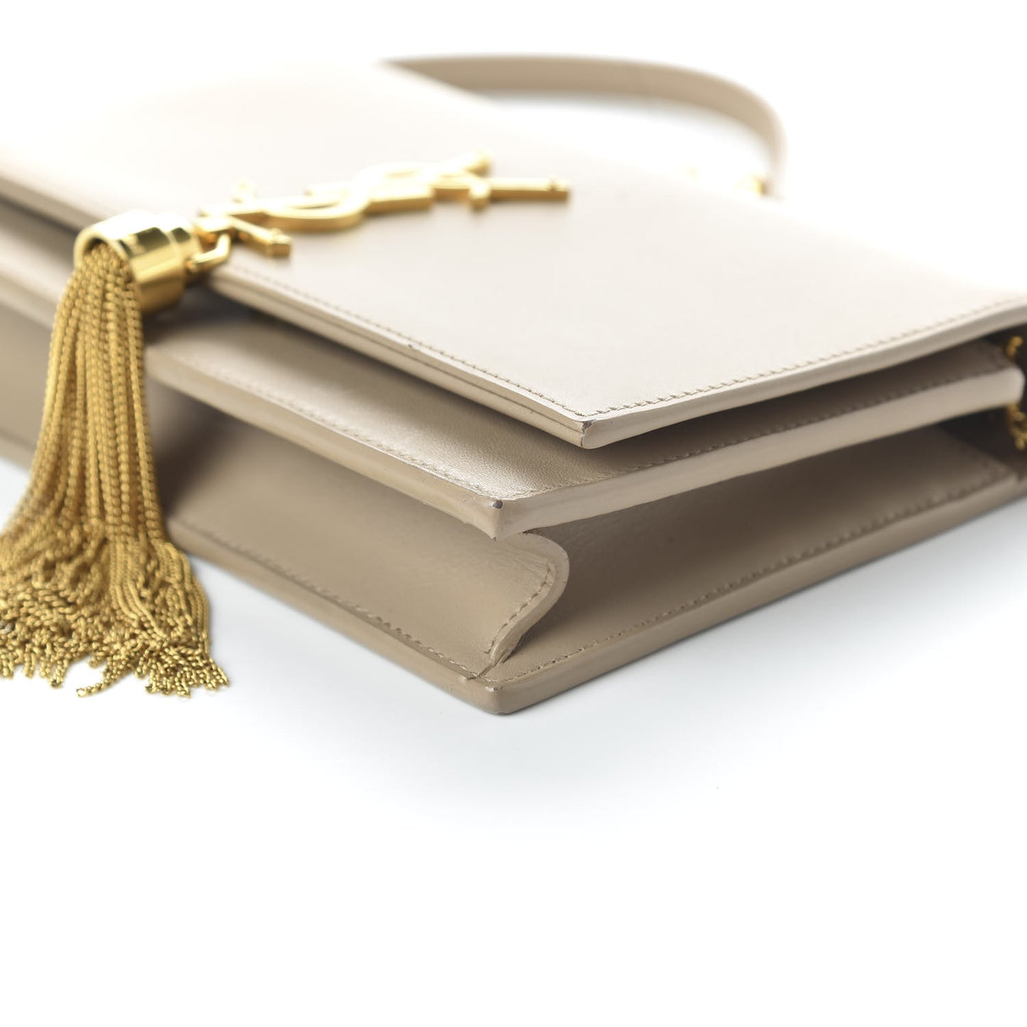 Smooth Calfskin Classic Monogram Kate Tassel Chain Wallet Nude Powder