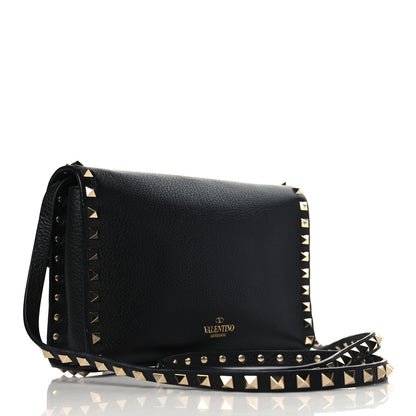 Valentino Garavani Pebbled Calfskin Medium Rockstud Flip Lock Crossbody Bag Black 3 of 8