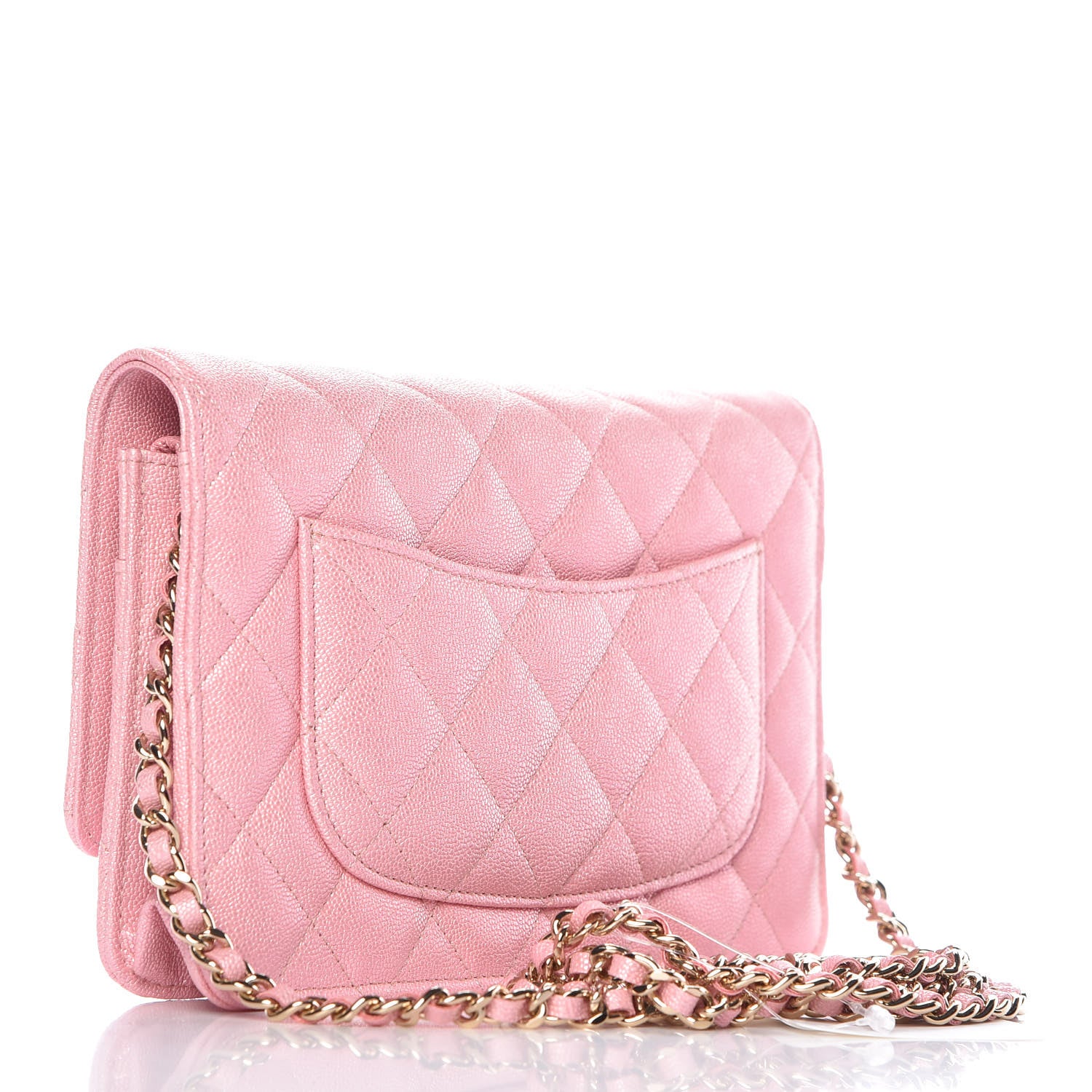 Chanel Iridescent Caviar Quilted Wallet on Chain WOC Rose Pink 3 of 11
