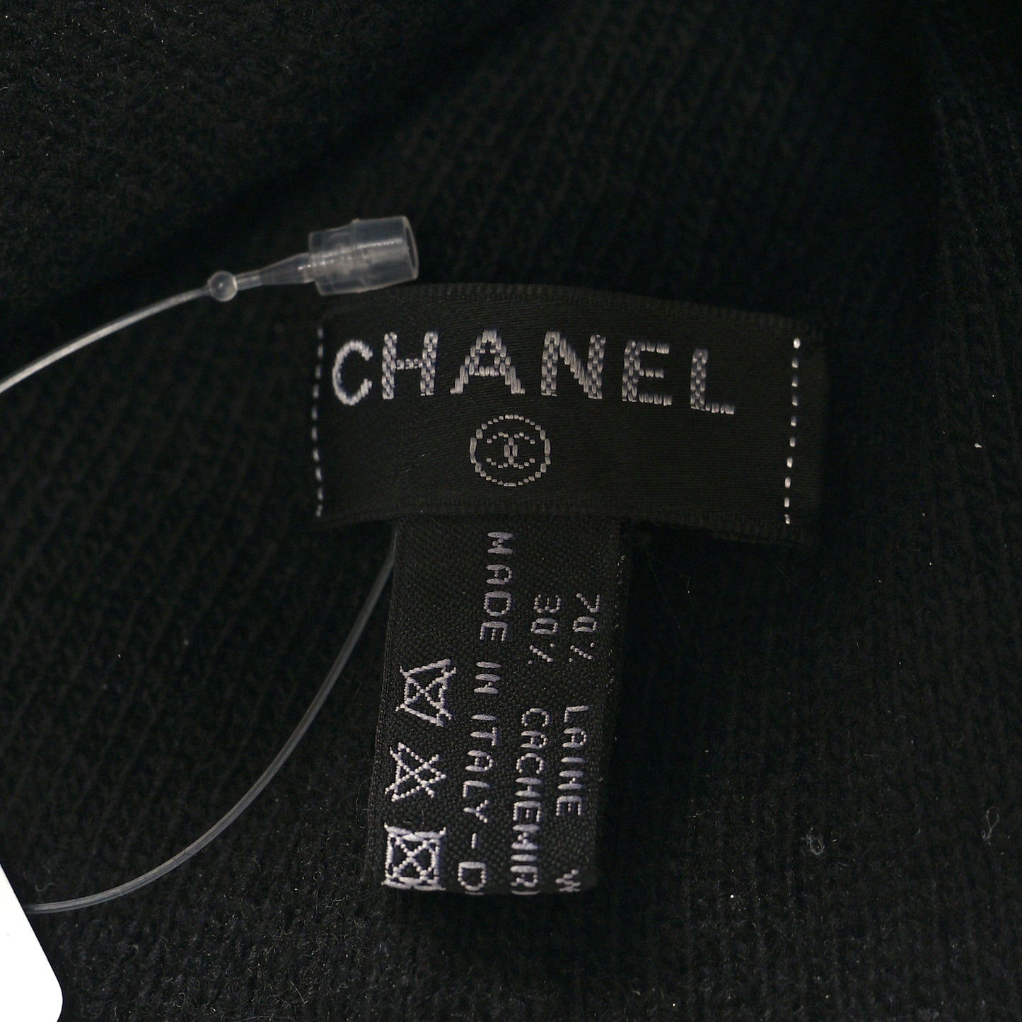 Wool Cashmere Logo Beanie Hat Black Blue
