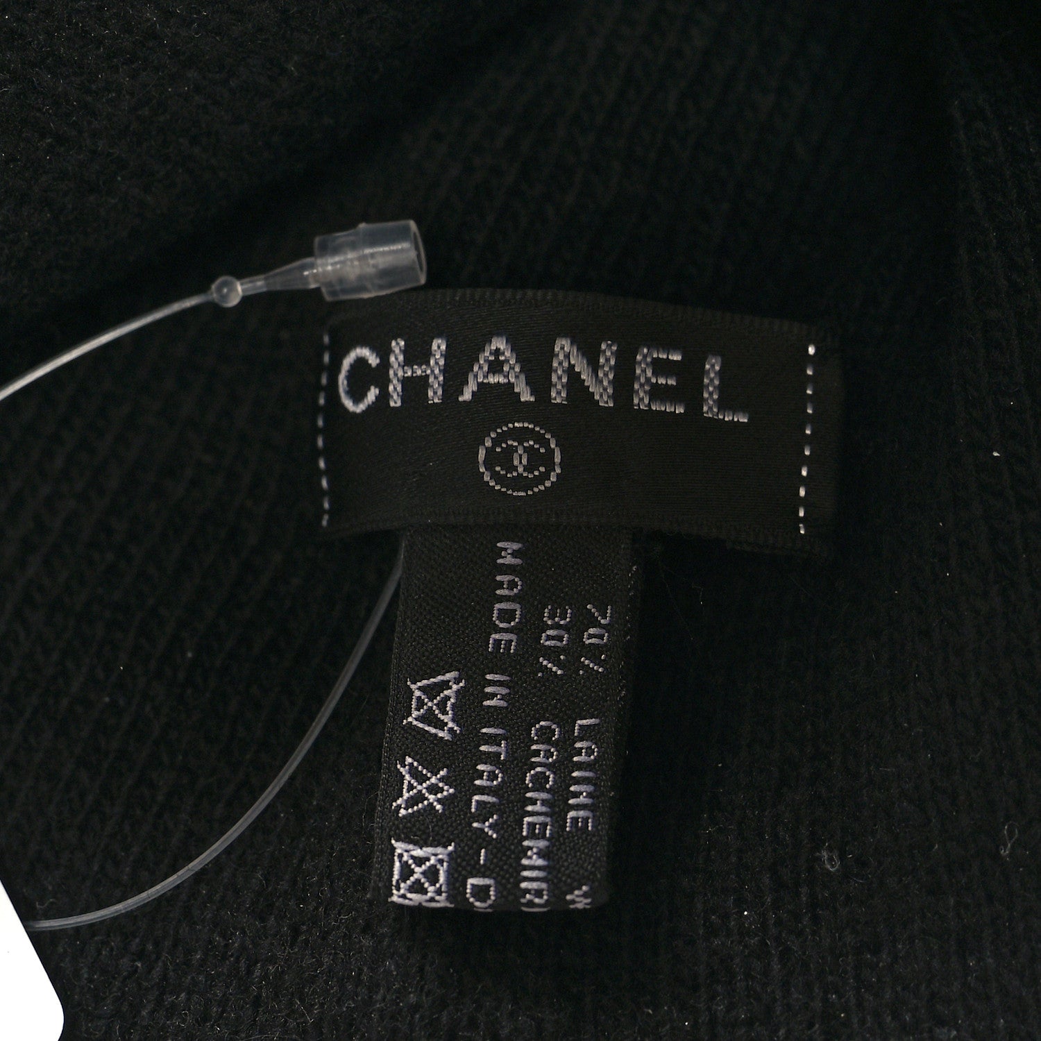Chanel Wool Cashmere Logo Beanie Hat Black Blue 5 of 5