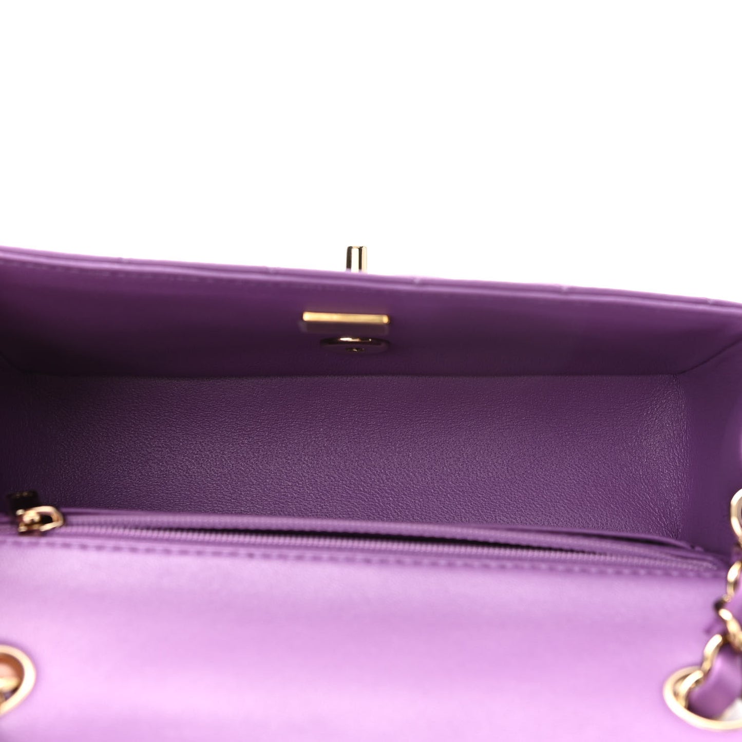 Lambskin Quilted Mini Rectangular Flap Purple