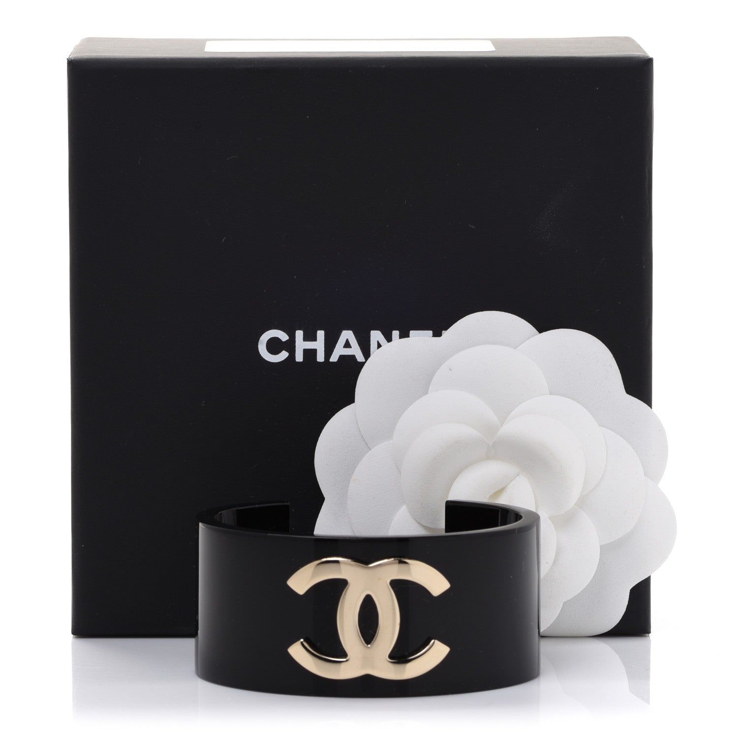 Chanel Resin CC Cuff Gold Black 5 of 5