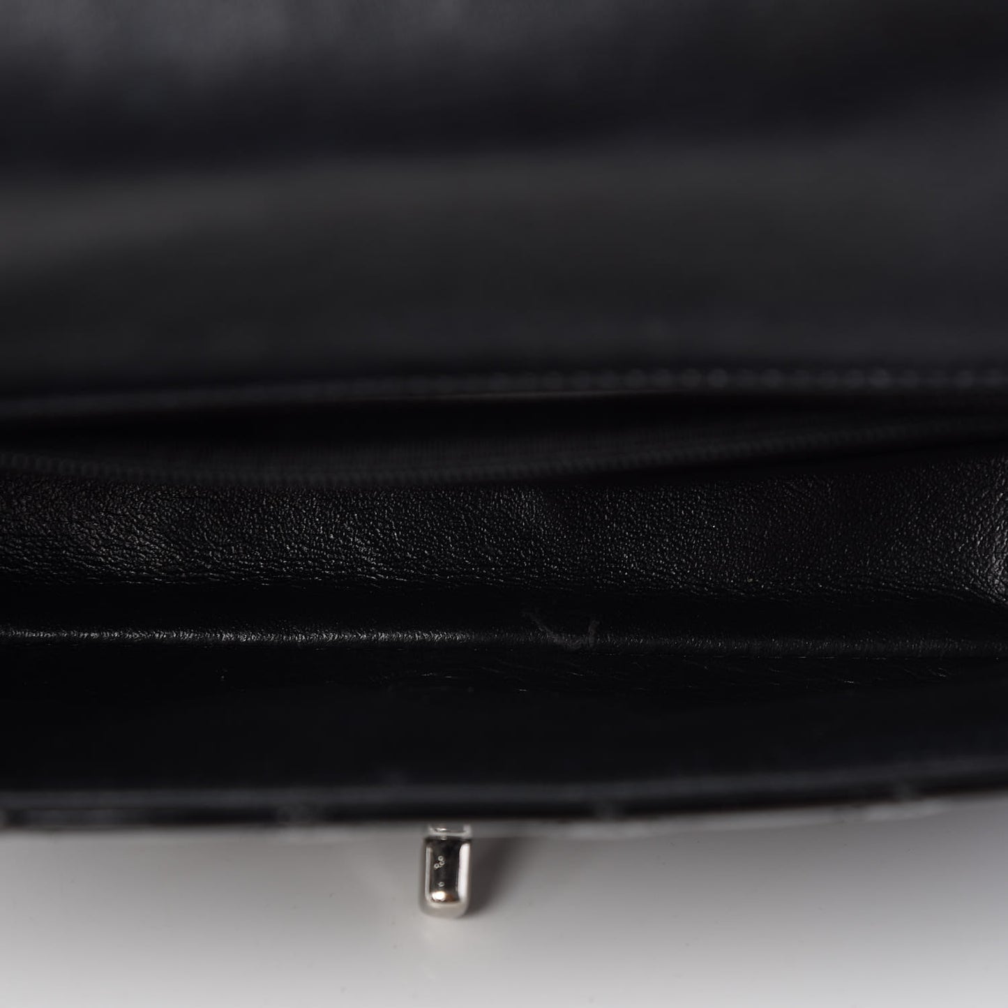 Patent Calfskin Quilted Mini Rectangular Flap Black