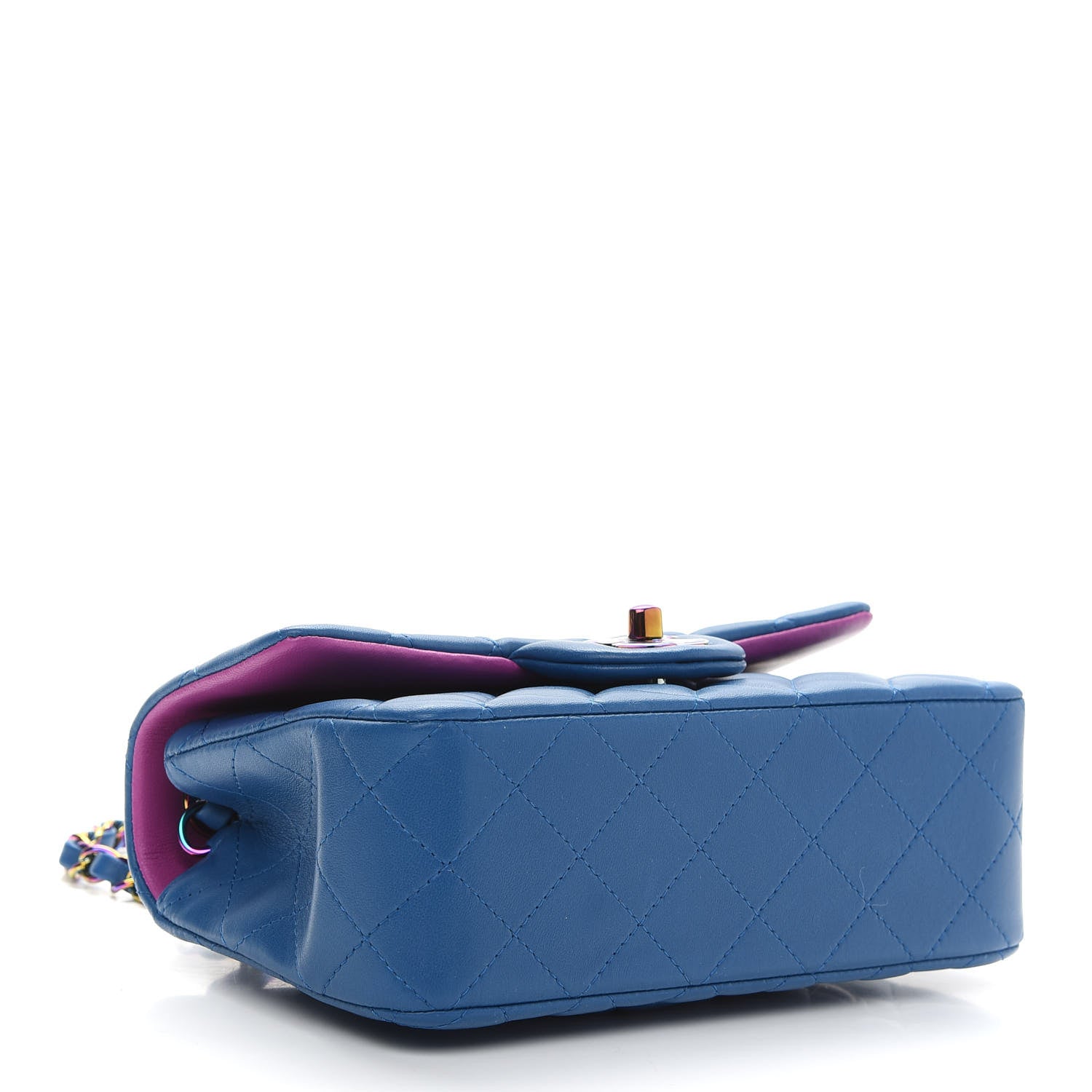 Chanel Lambskin Quilted Mini Rectangular Flap Blue Purple 4 of 9