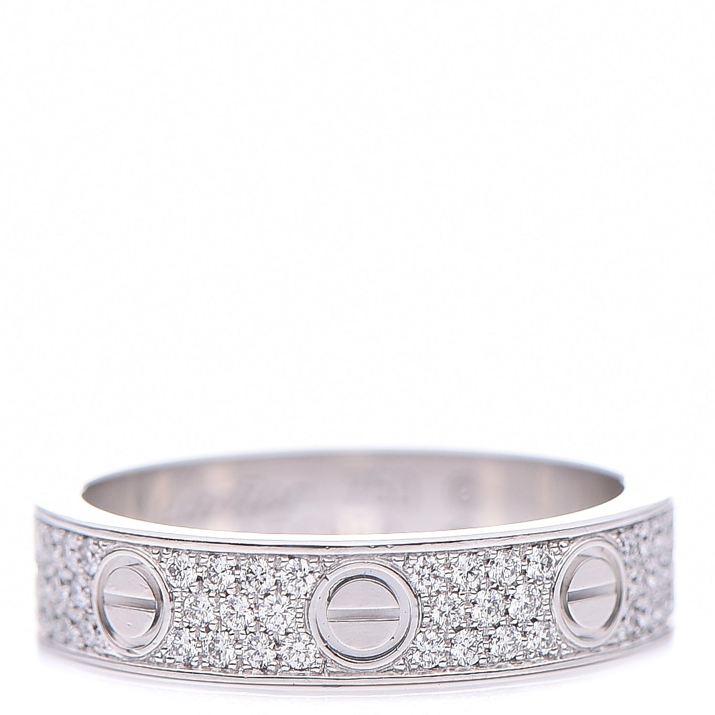 18K White Gold Diamond 4mm LOVE Wedding Paved Band Ring 48 4.5