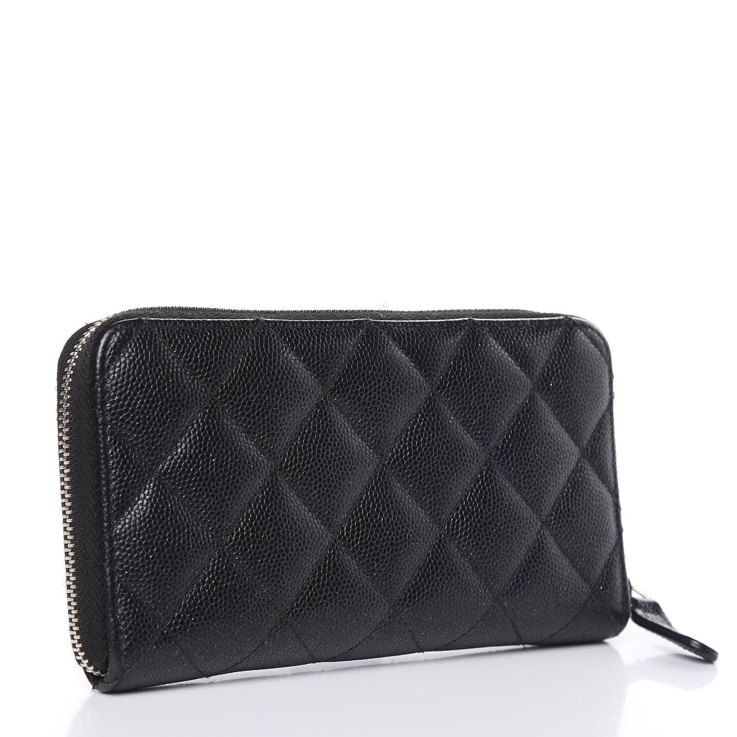 Chanel Metallic Caviar Quilted Medium Zip Around Wallet Black 3 of 11