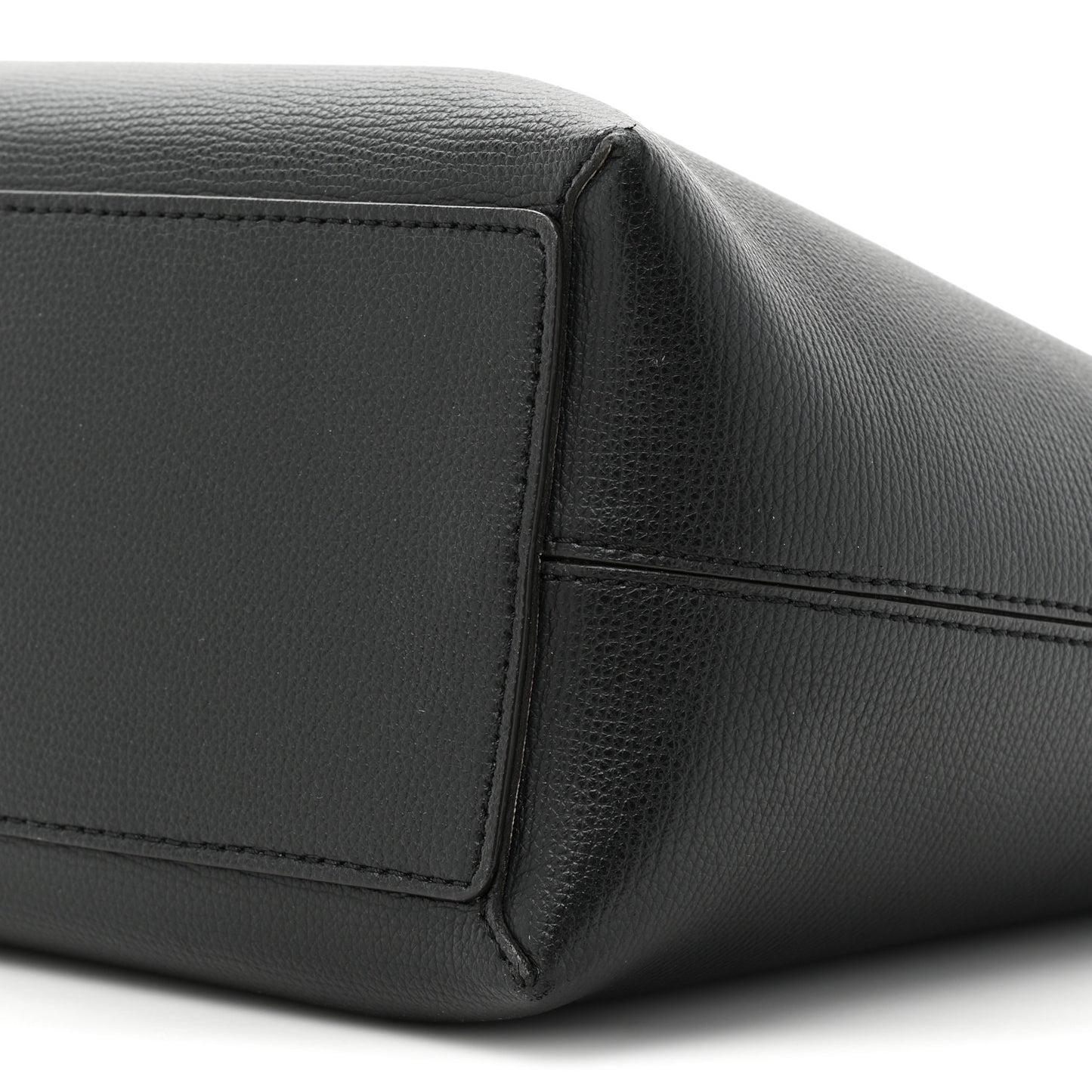 Grainy Calfskin Haymarket Check Medium Reversible Tote Black