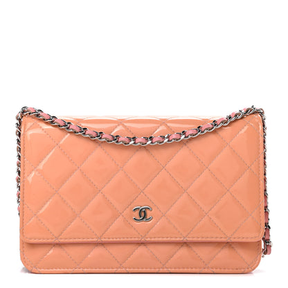 Chanel Patent Quilted Wallet On Chain WOC Coral 1 of 13