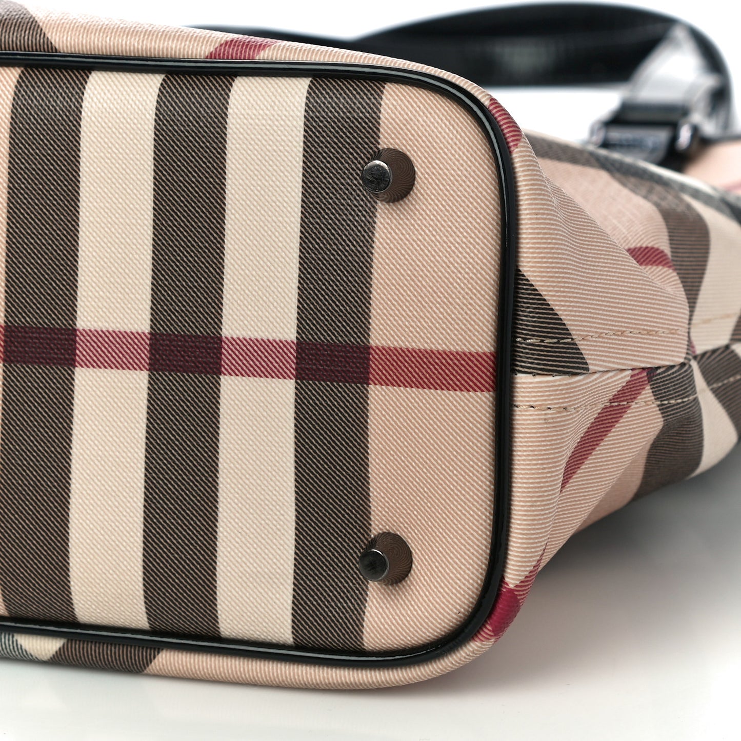 Patent Trim Nova Check Medium Shopper Tote Black