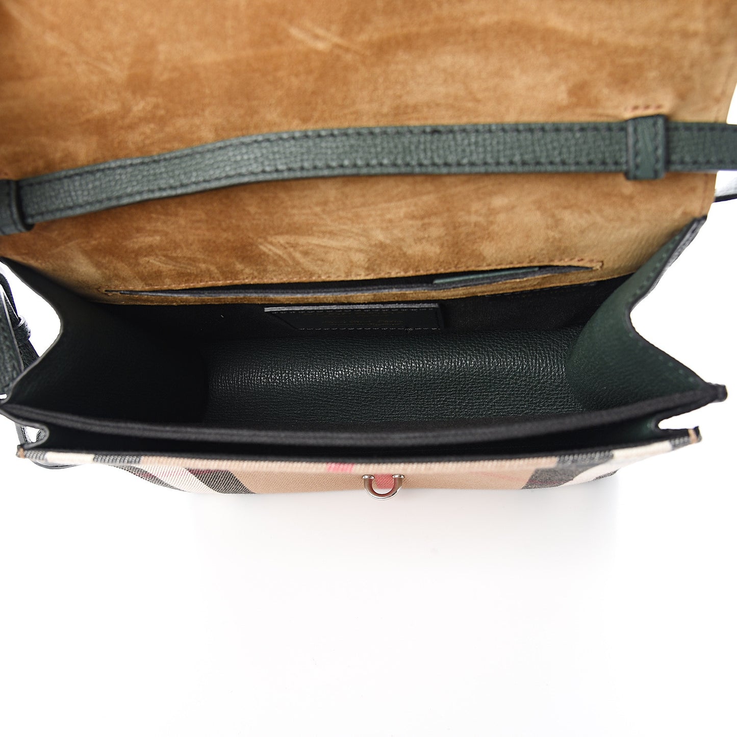 Derby Calfskin House Check Small Macken Crossbody Bag Dark Bottle Green