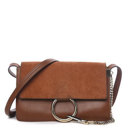 Chloe Suede Calfskin Small Faye Shoulder Bag Tobacco 1 of 11