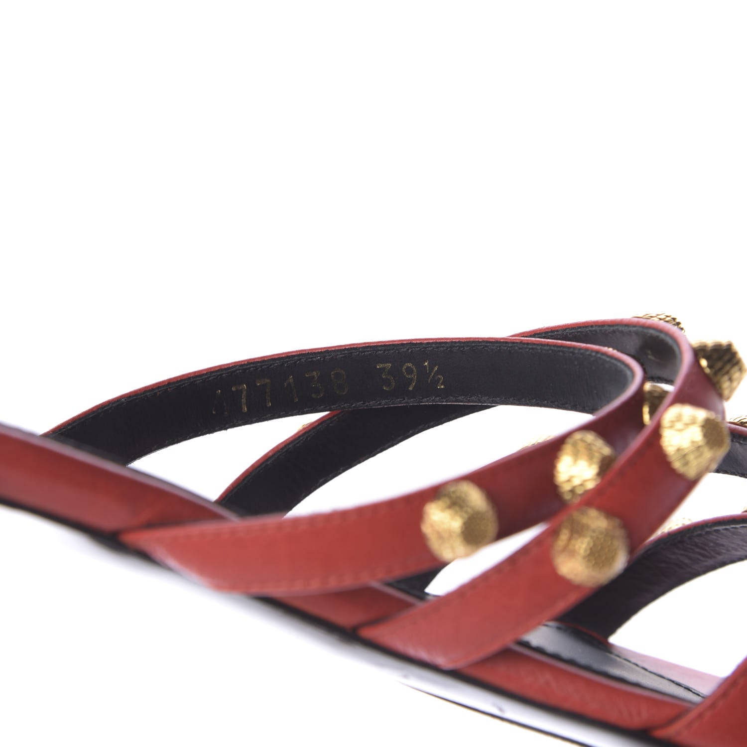 Balenciaga Agneau Lambskin Giant Gold Stud Sandals 39.5 Rouge Vermillion 11 of 13
