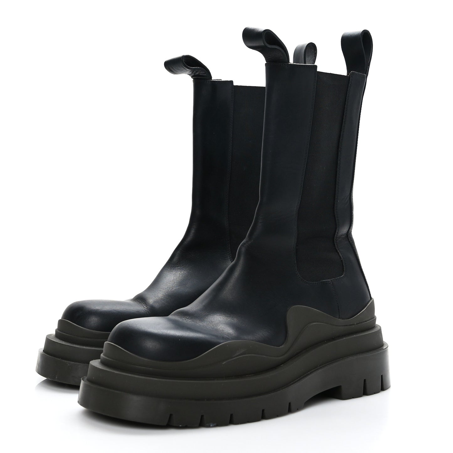 Calfskin The Tire Chelsea Boots 38 Black Camping