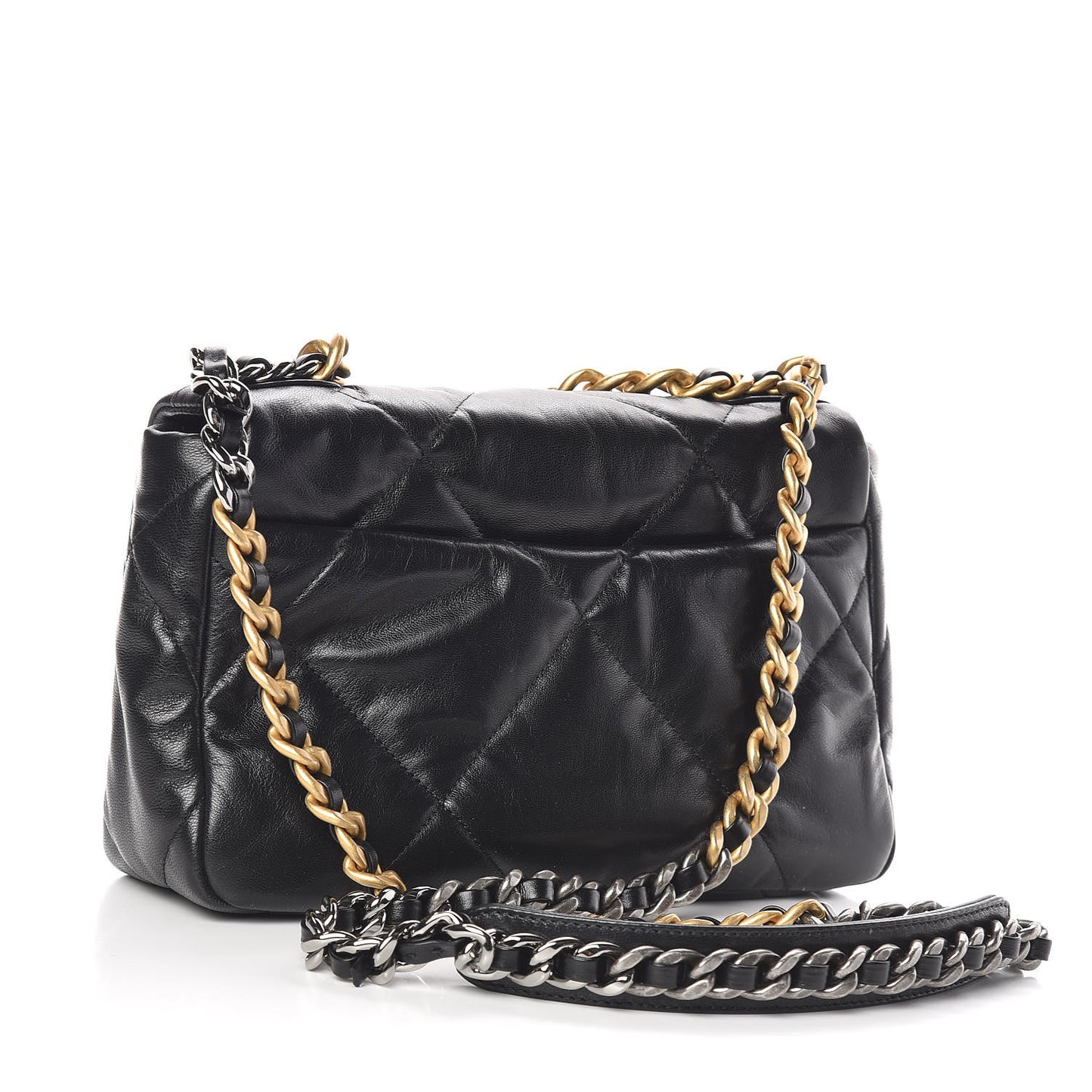 Lambskin Quilted Medium 19 Flap Black