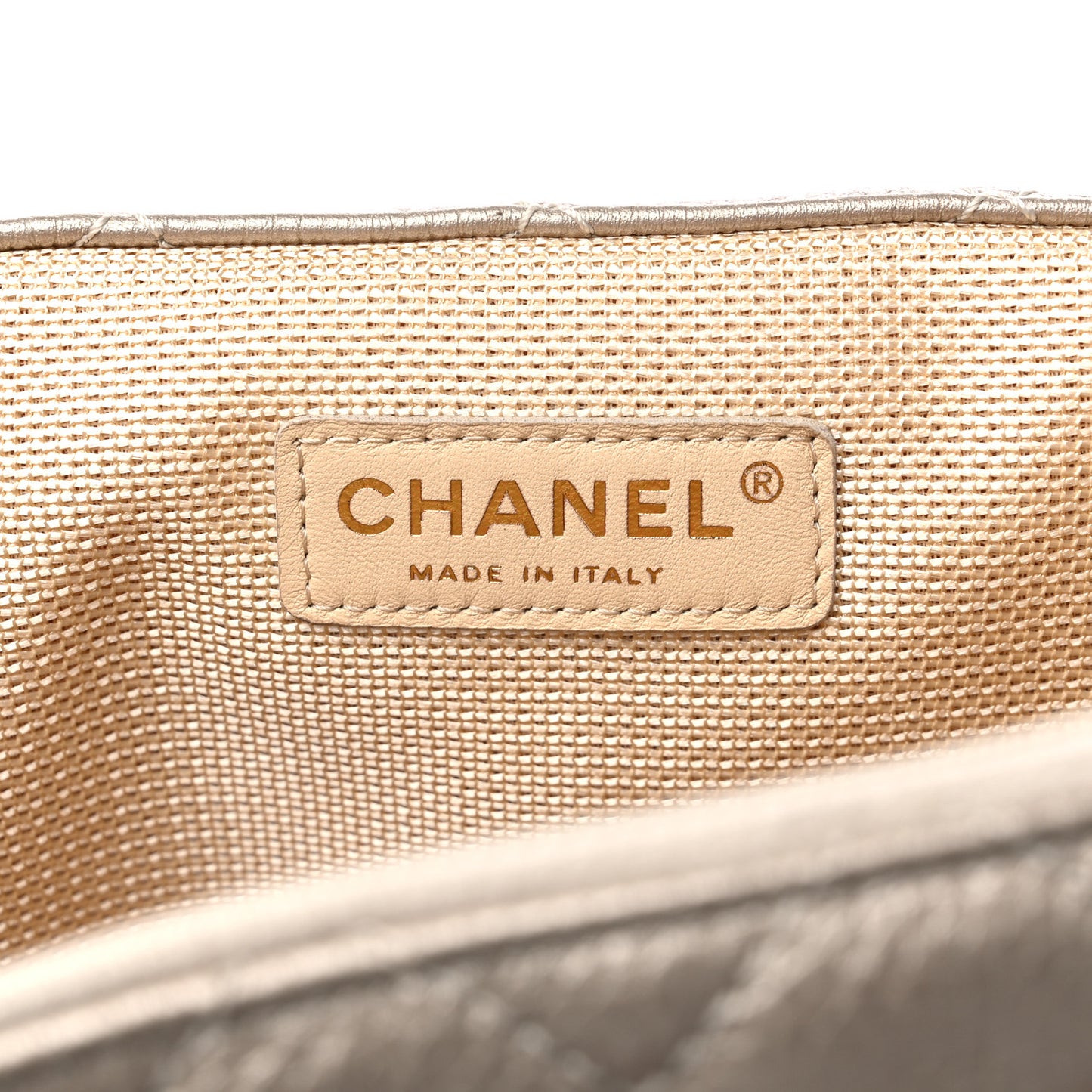 Metallic Calfskin Quilted XXL Travel Flap Bag Gold