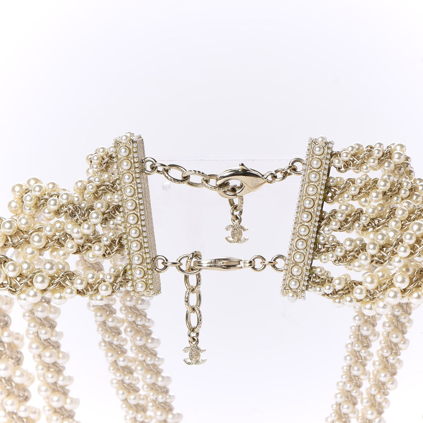Pearl CC Long Multistrand Necklace Gold